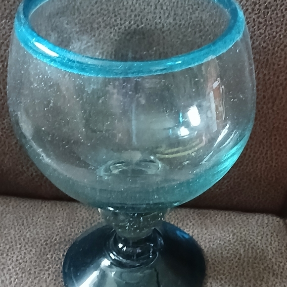 Blue Handblown Glass Goblet - Picture 5 of 8